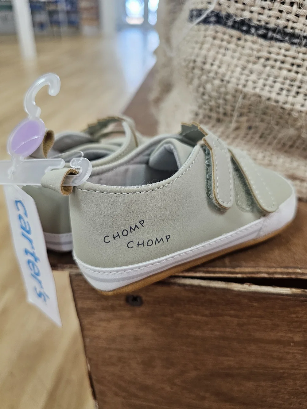 Carter's Light Sage Monster Velcro Toddler Sneakers